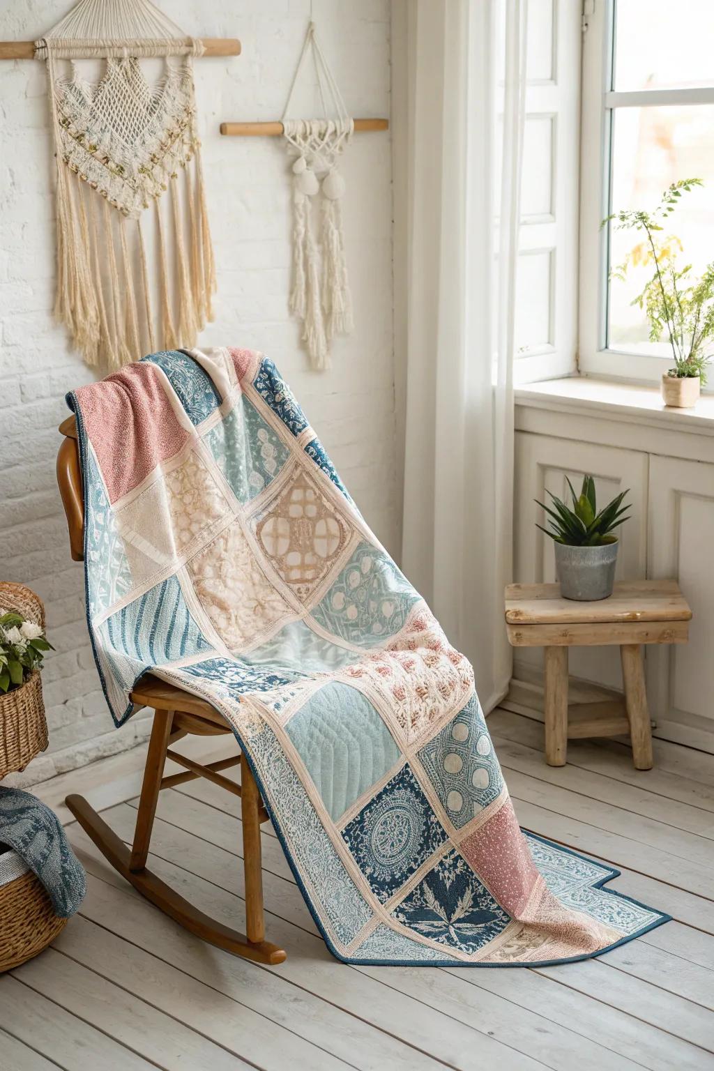 Effortless charm meets Scandinavian simplicity with this no-binding bandana quilt.
