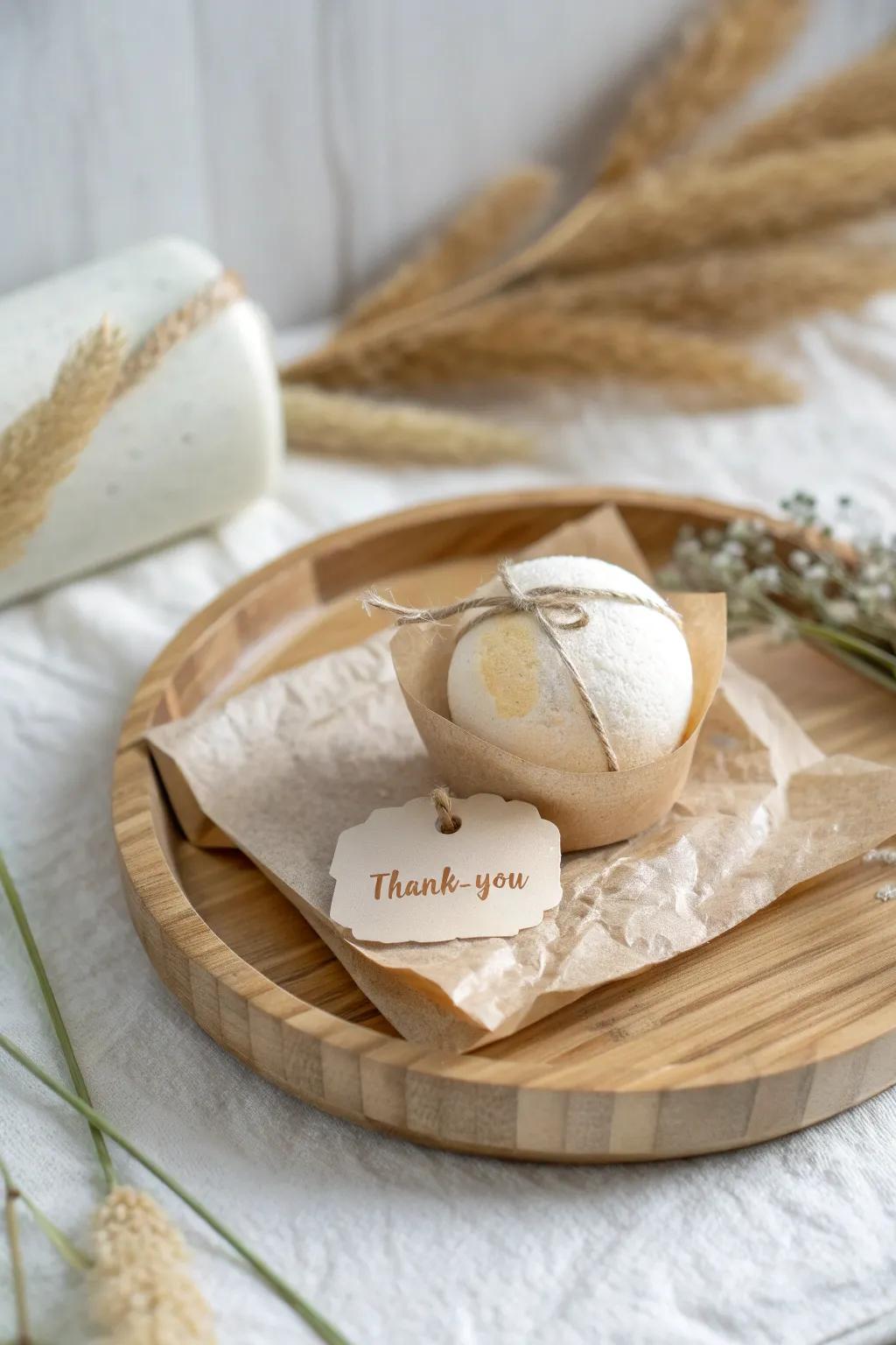 Add a personal touch to your bath bomb gifts with a heartfelt thank-you note.