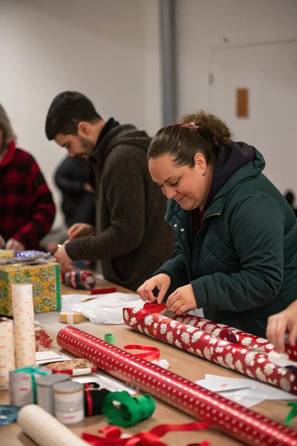 Wrap up the holiday season with a gift wrapping race.