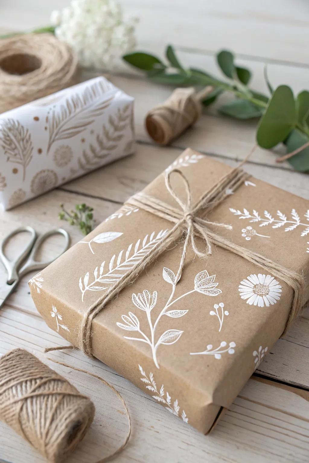 Elevate your gift wrapping with the charm of stamped kraft paper for a personal, minimalist touch.