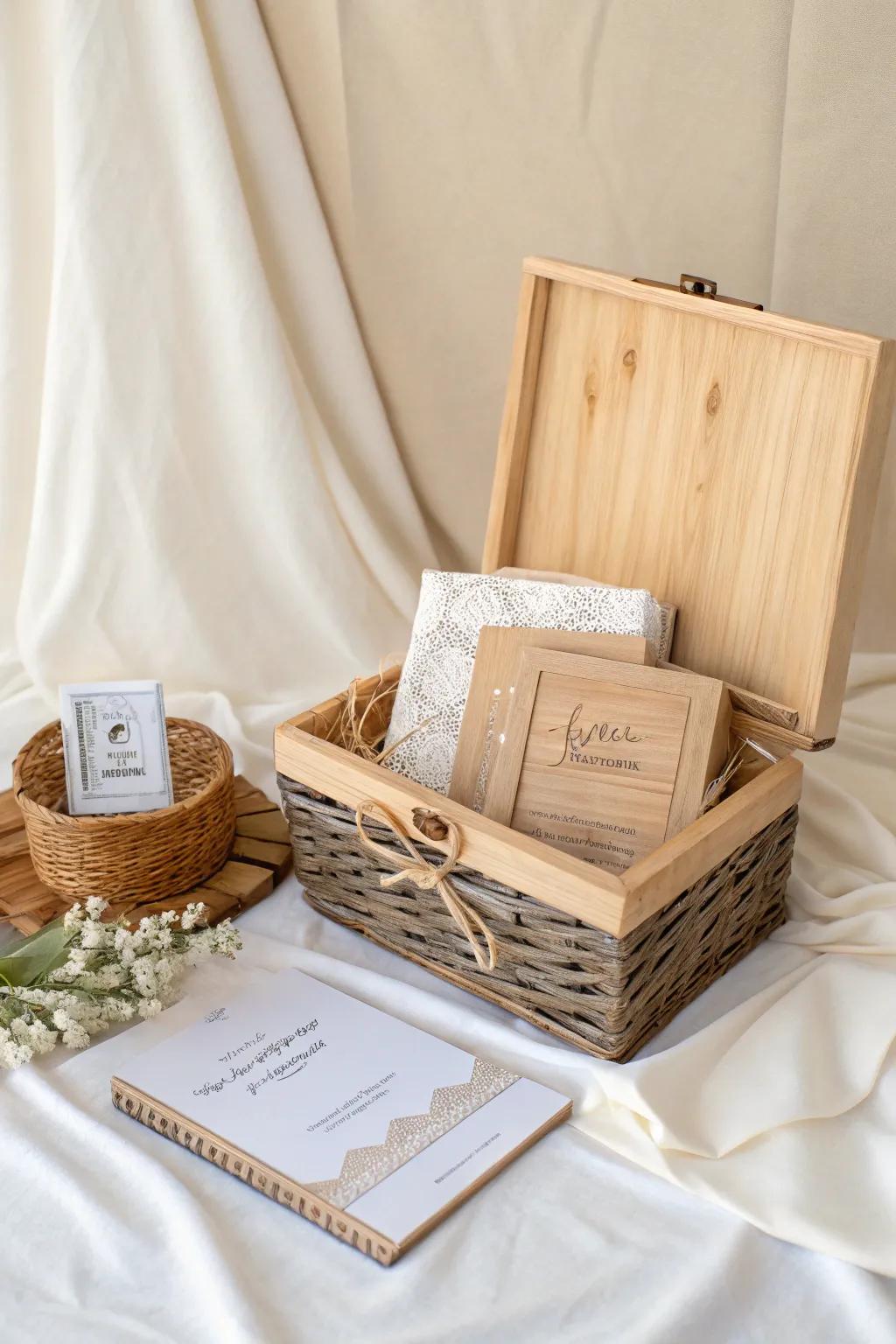 Capture cherished memories with a handcrafted keepsake basket, perfect for celebrating lasting love in minimalist style. ð¿â¨