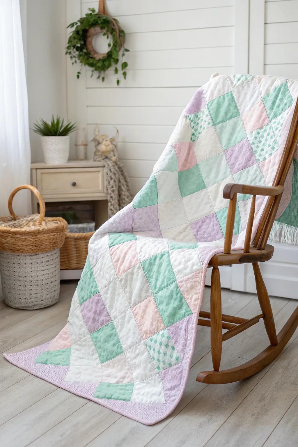 Charming Checkerboard: A timeless quilt pattern bringing warmth and elegance to any nursery.
