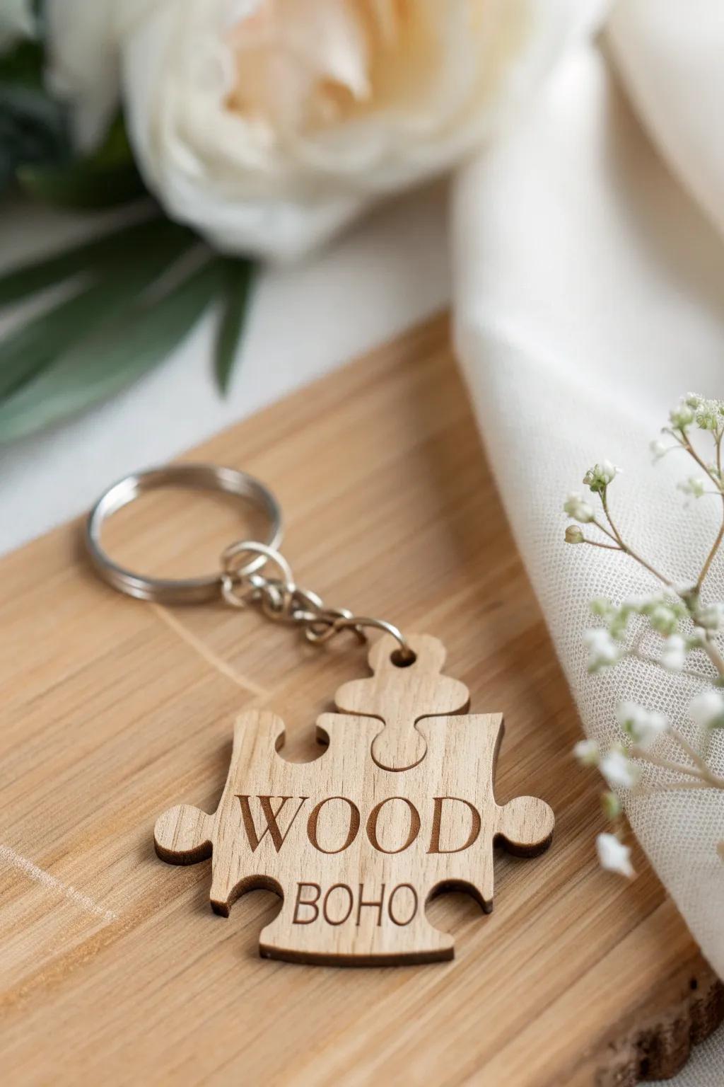 Celebrate your unique connection with a handcrafted puzzle piece keychainâwhere simplicity meets heartfelt sentiment.