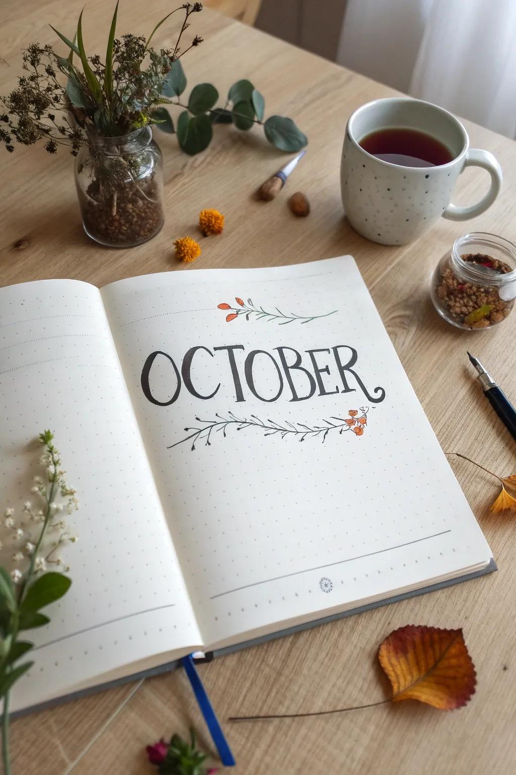 Embrace the art of lettering this October with stunning bujo designs. #BulletJournal #OctoberInspiration #MinimalistDesign