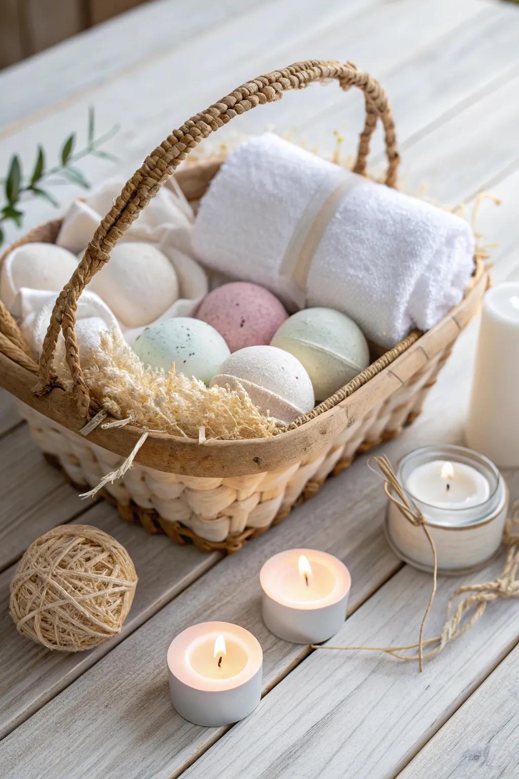 Indulge in a Chic Spa Retreat: The perfect homemade bridal shower gift basket for ultimate relaxation.