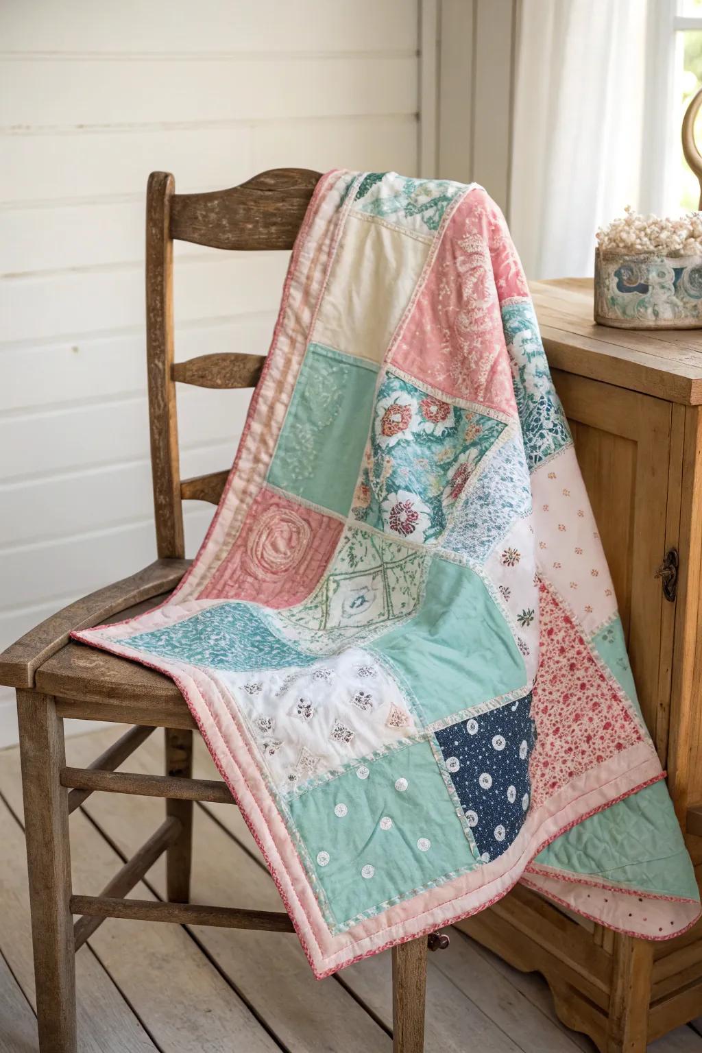 Embrace the art of scrappy chic with this charming bandana quiltâwhere simplicity meets boho elegance.