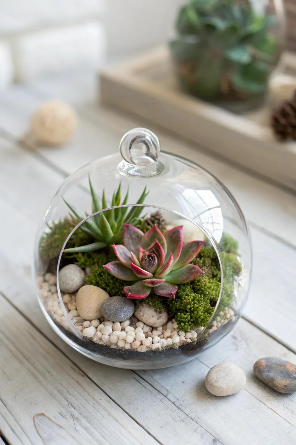 Bring a touch of nature indoors with this charming miniature terrarium!