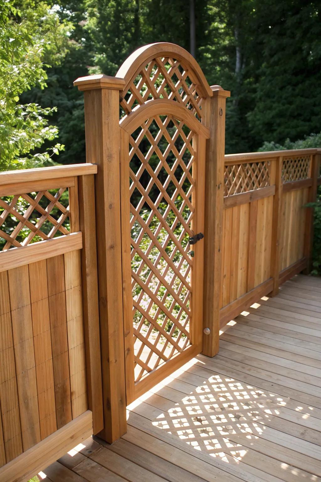 Elevate your outdoor space with a sophisticated lattice top gate, blending privacy and style effortlessly.