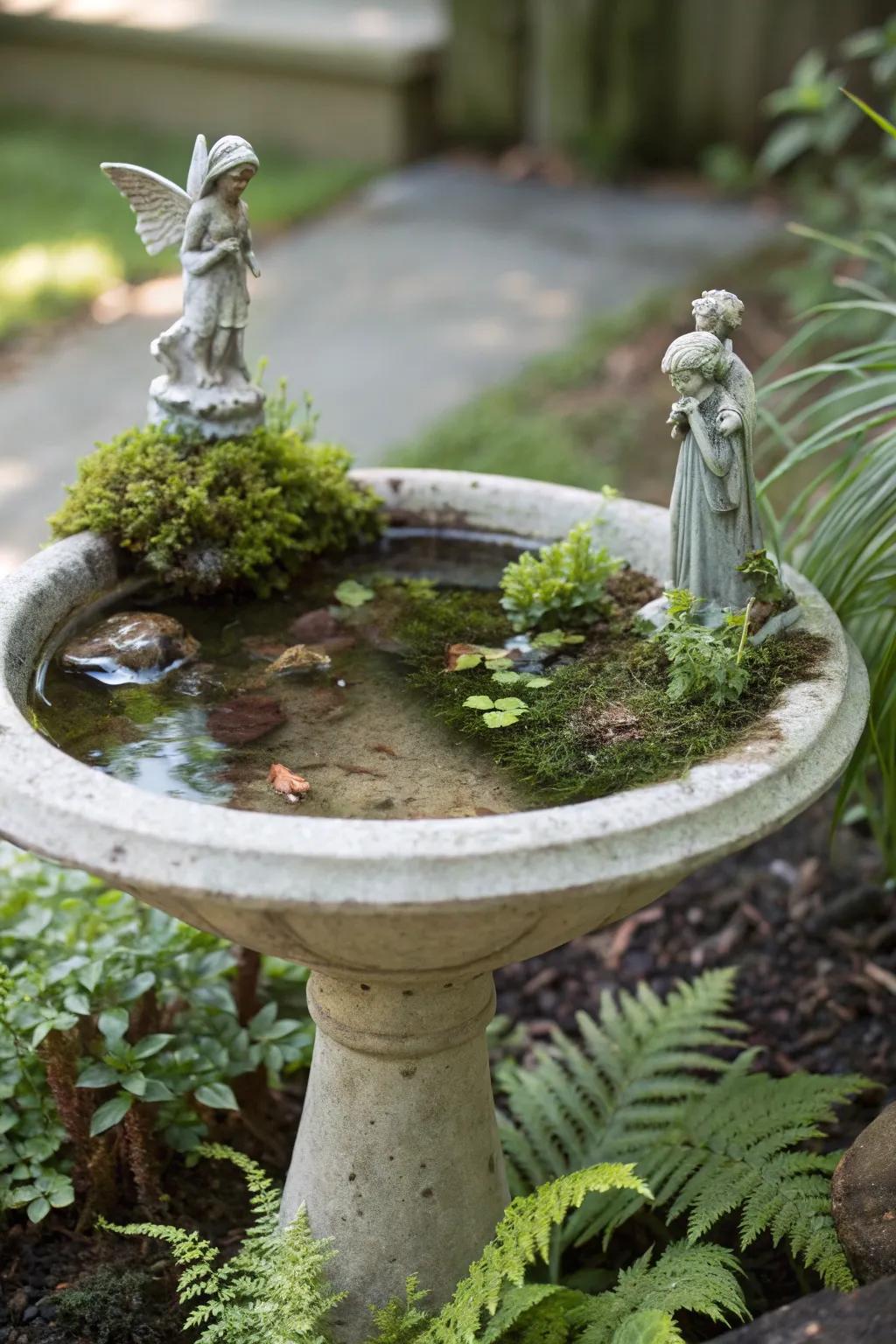 Transform your garden with an enchanted birdbath fairy haven.