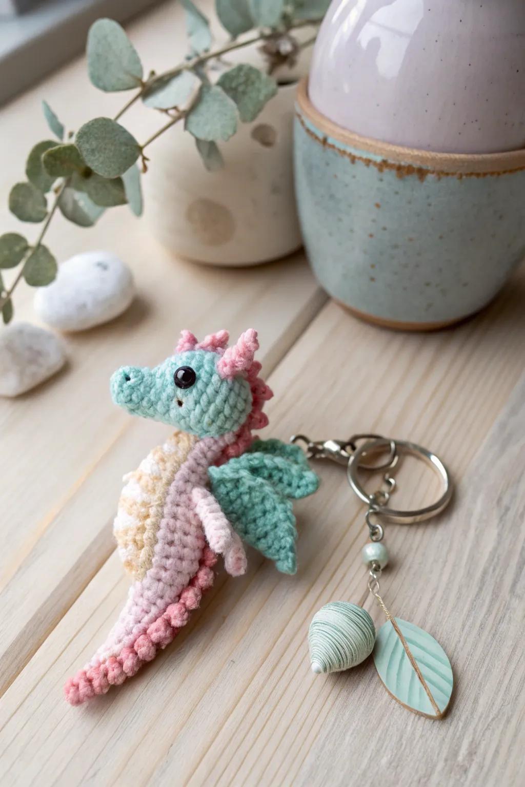Add a touch of magic to your keys with this whimsical crocheted dragon! ð⨠#CraftedWithLove
