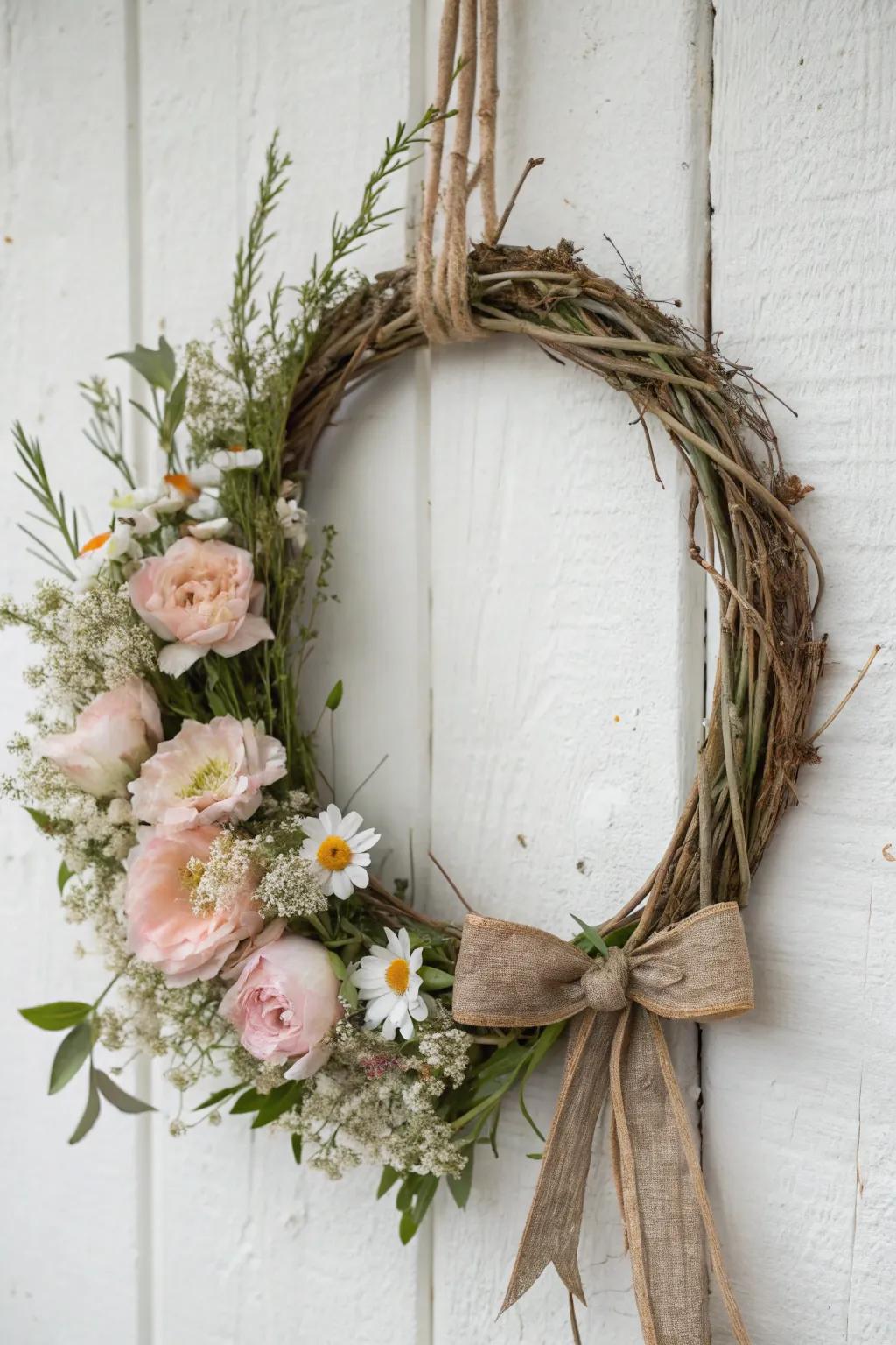 Elevate your spring decor with a whimsical bow tie wreath, where minimalism meets boho charm!