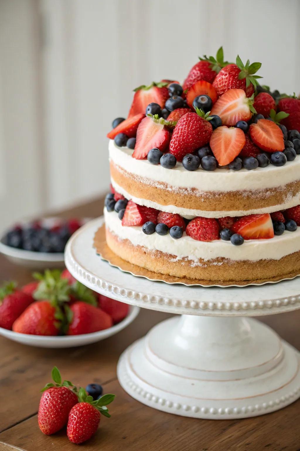A berry-layered cake that's both tasty and beautiful.