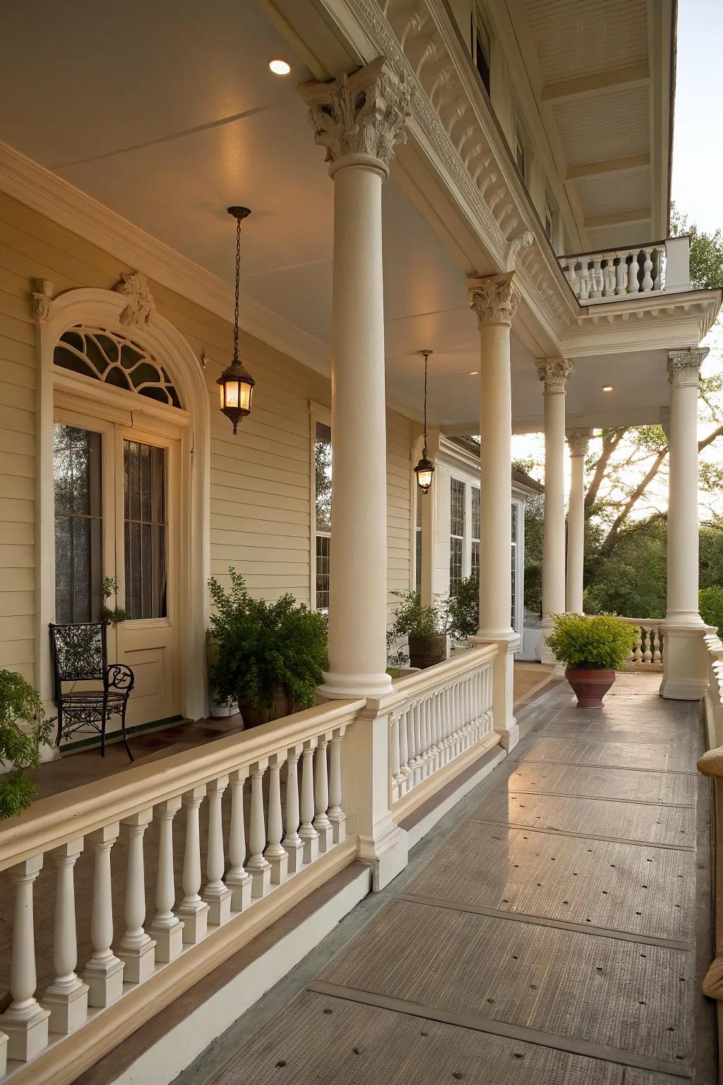 Neutral color scheme with white and beige tones for a timeless feel.