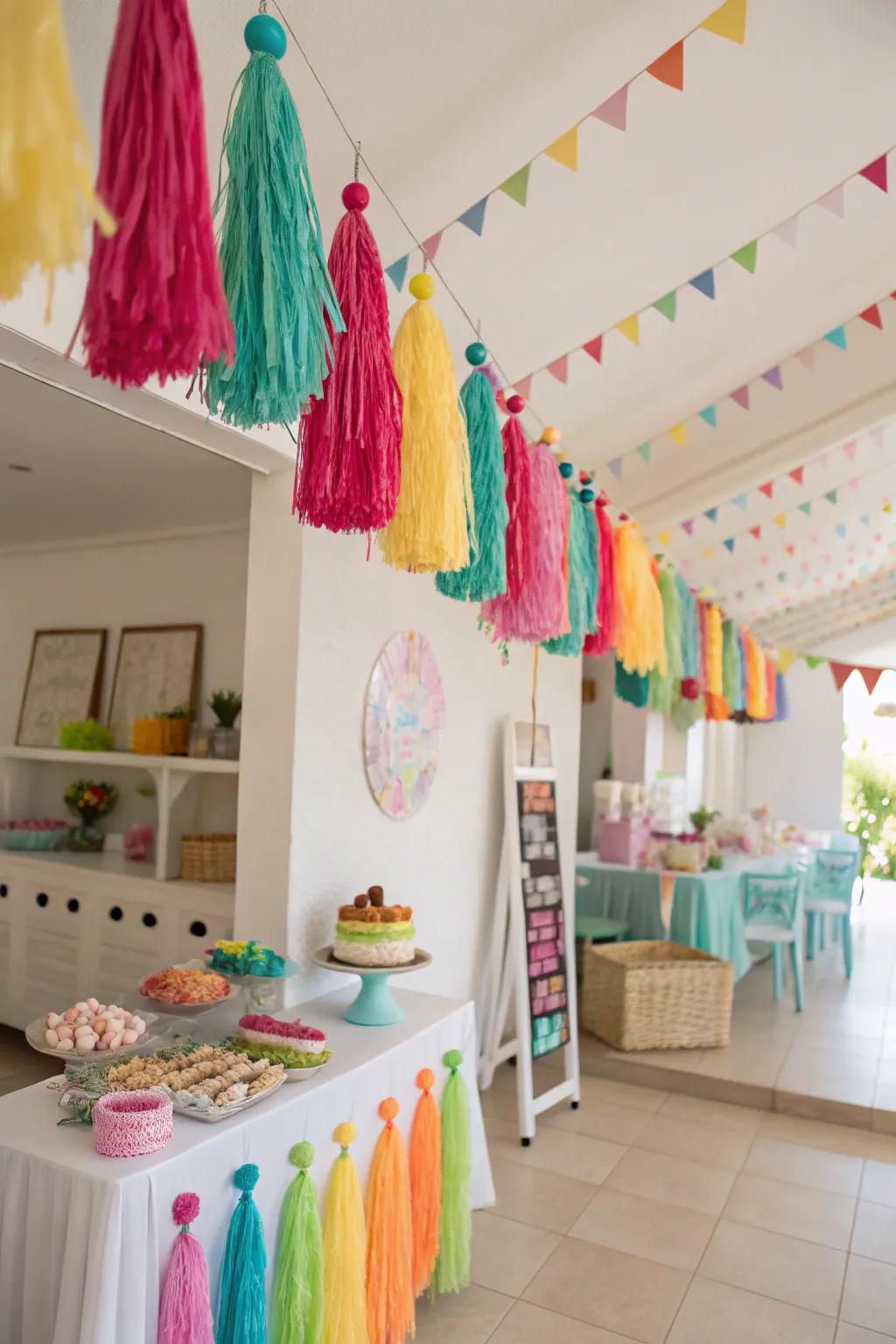 Add texture and color with DIY tassel garlands.