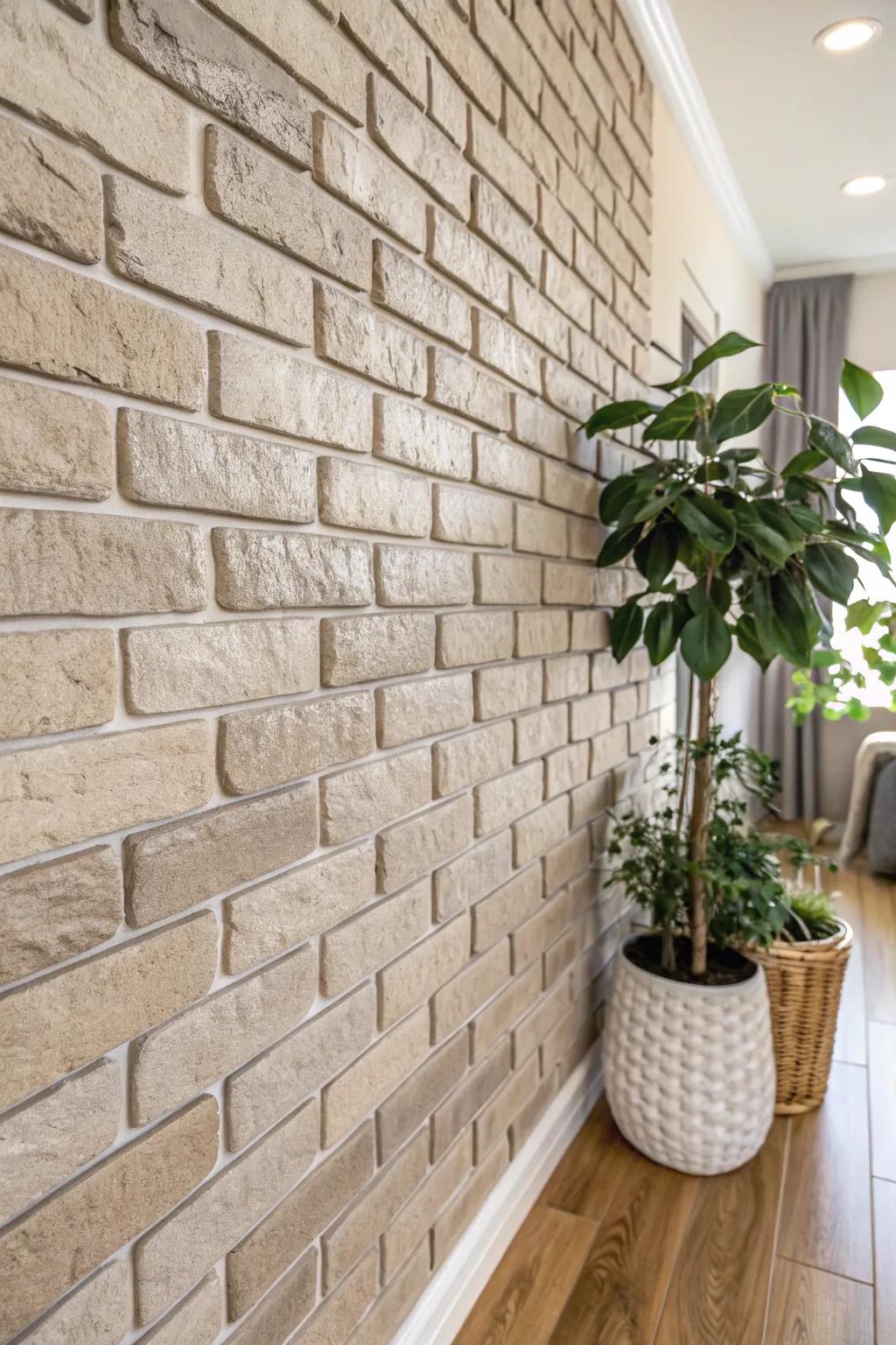 Transform your space with the rustic charm of a faux brick wallâa perfect blend of old-world allure and modern simplicity.