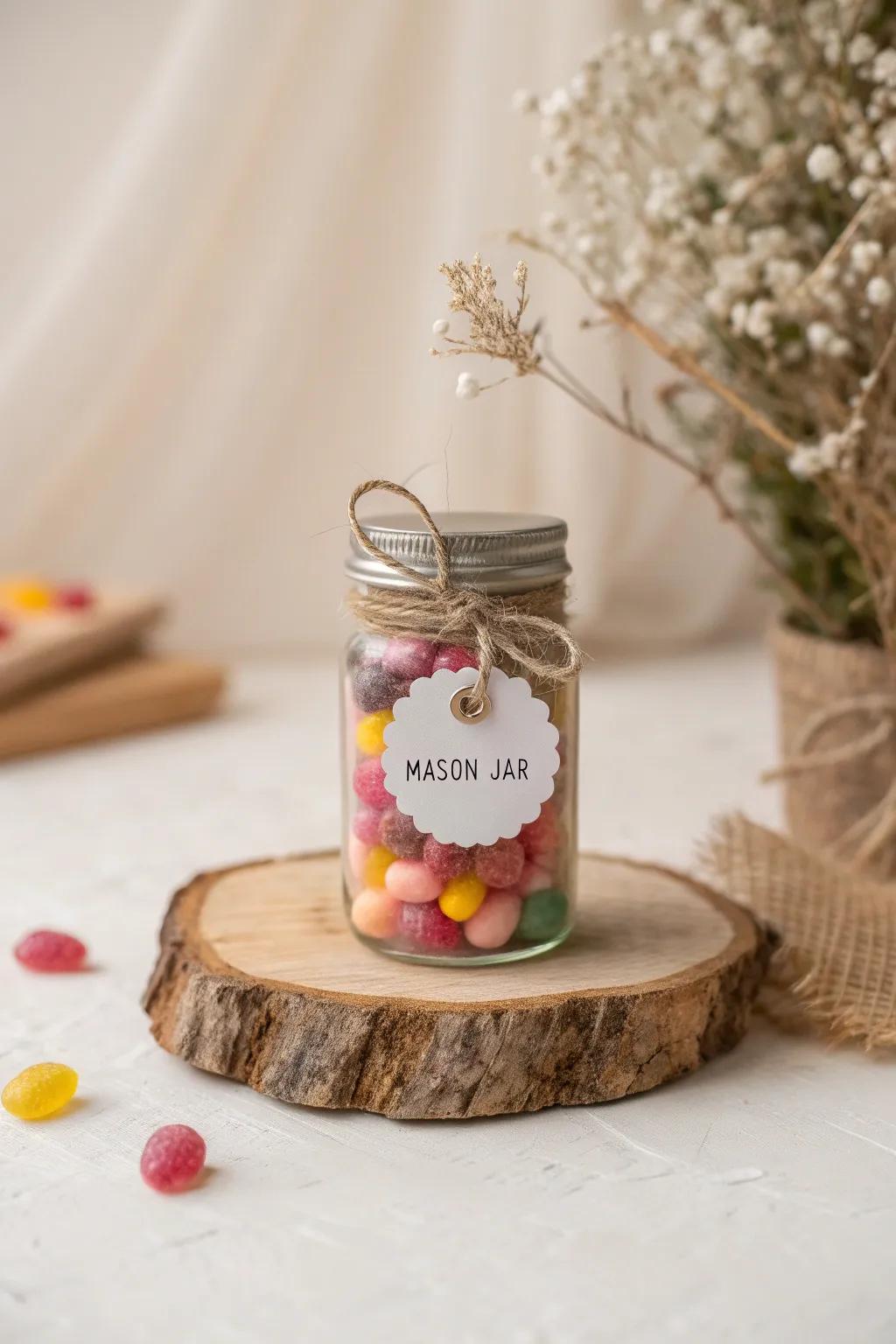 Delight your guests with these charming mason jar sweet treats, the perfect blend of color and simplicity!