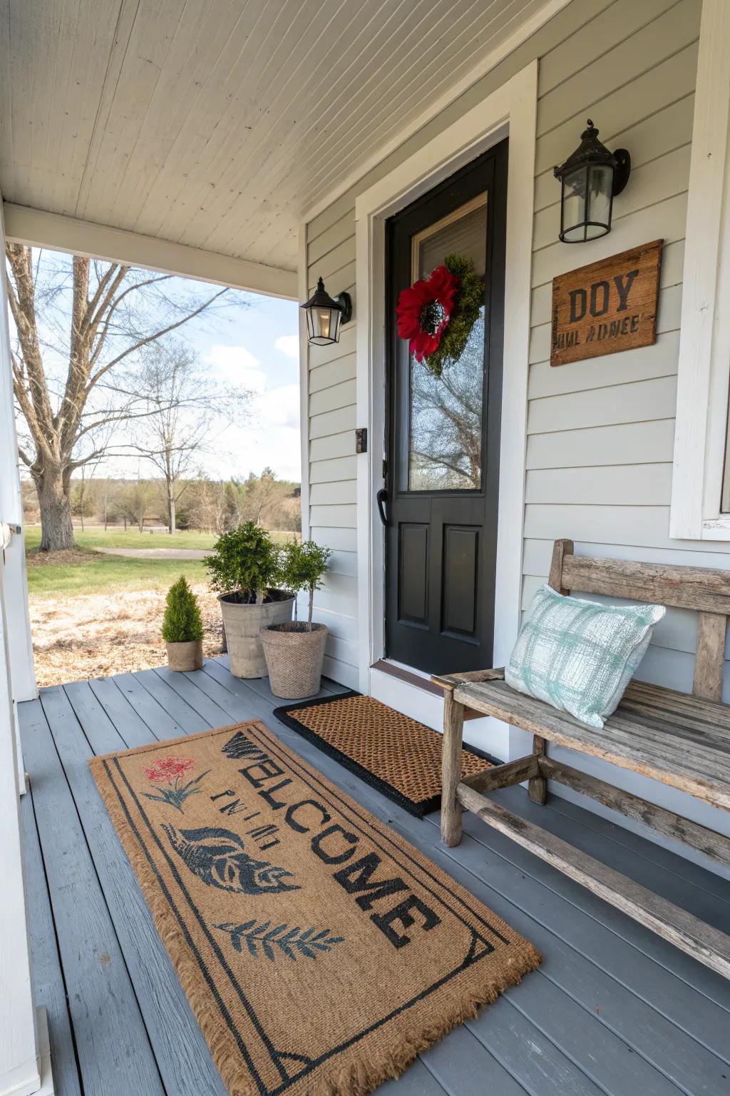 A personalized welcome mat sets the tone for your home.