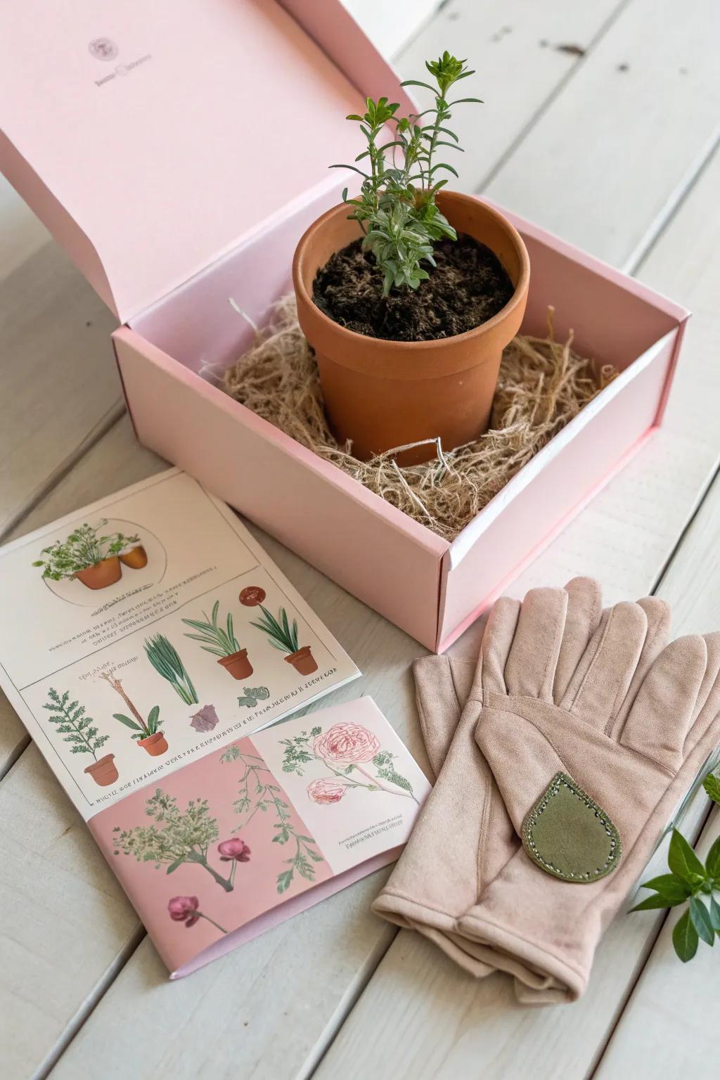Gift the joy of gardening with this charming pink box, a perfect blend of simplicity and natural beauty.