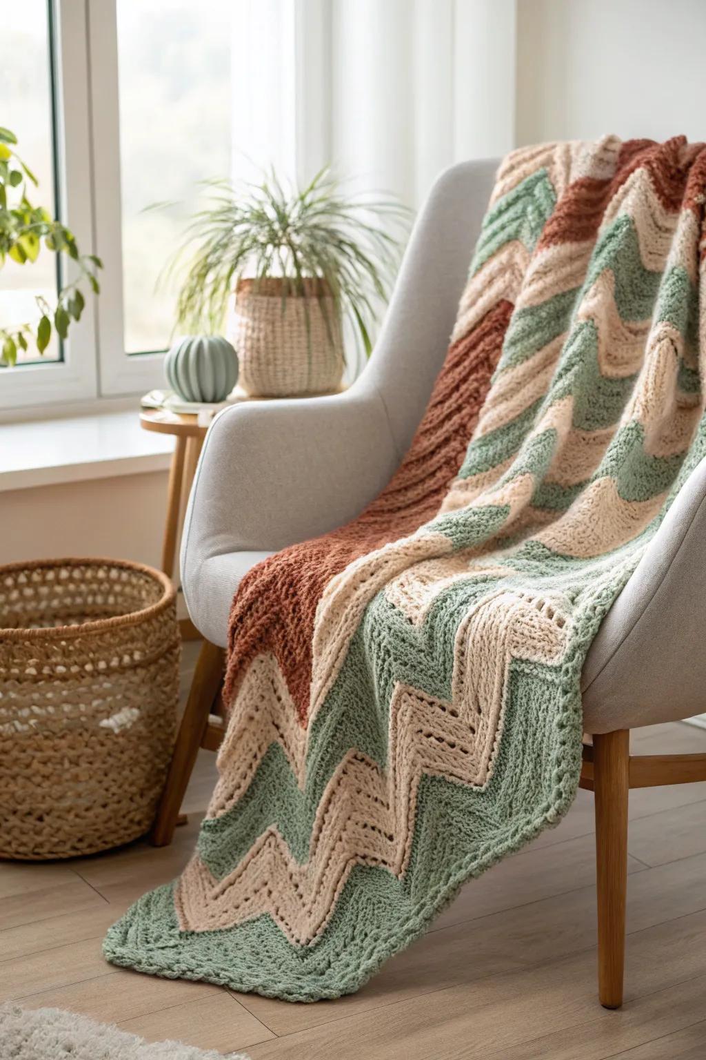 Add a touch of warmth and style with a beautifully crafted zigzag throw, perfect for any minimalist home.