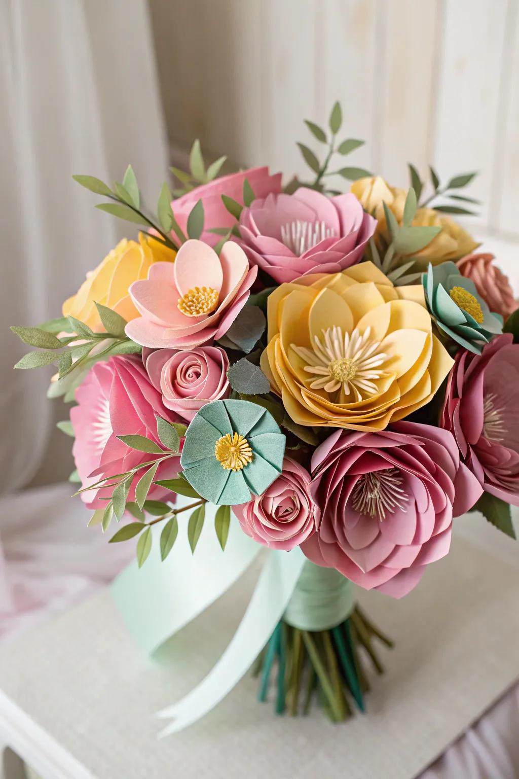Elevate your bouquet with the artistry of 3D paper flowers - a blend of simplicity and vibrant charm.