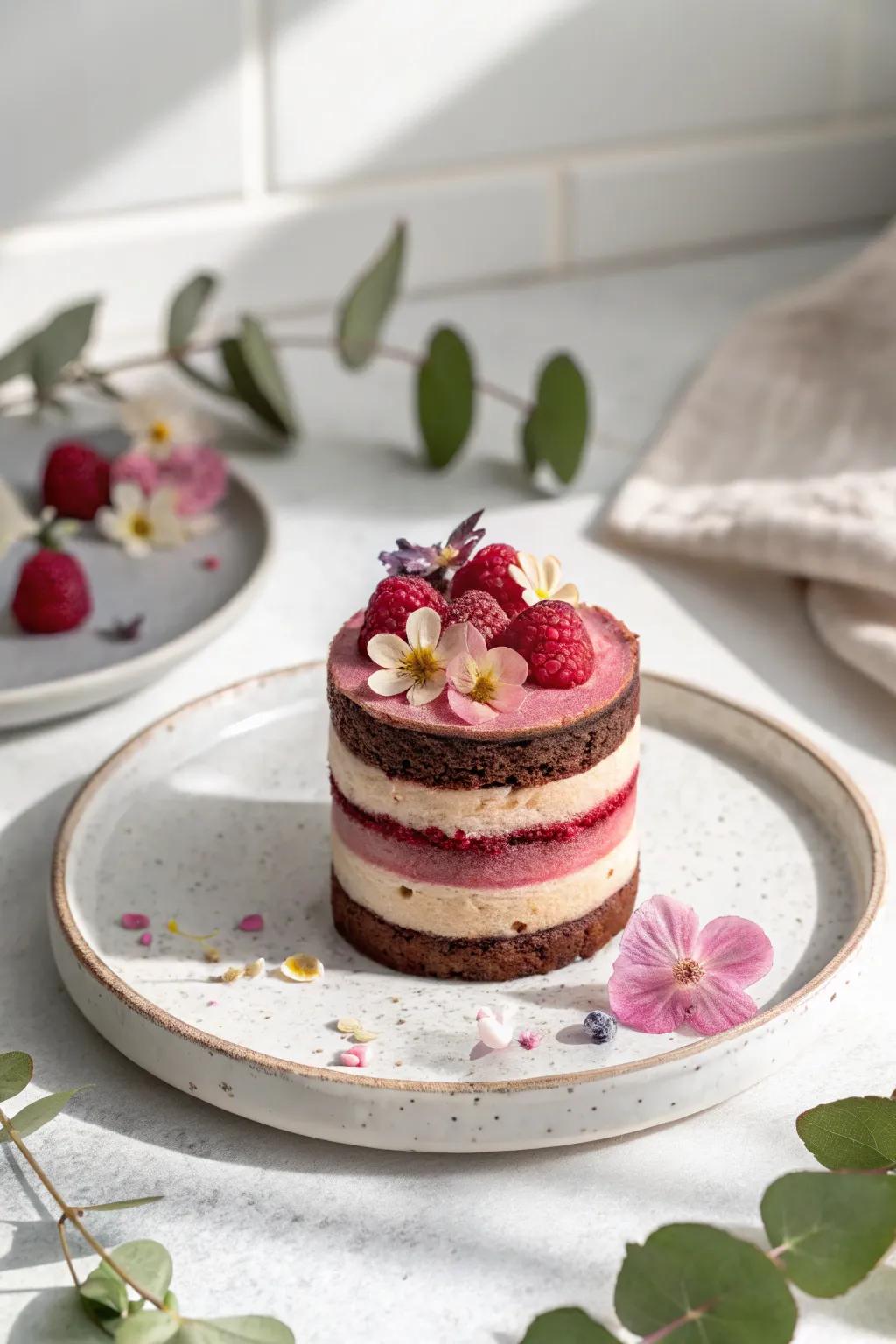 Indulge in a Layered Delight: A perfect blend of chocolate and raspberry for Mother's Day.