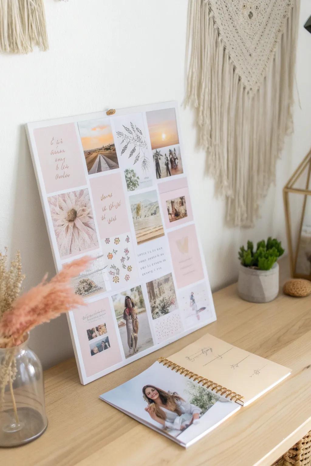 Elevate your journey with a vision board that inspires joy and self-improvement.