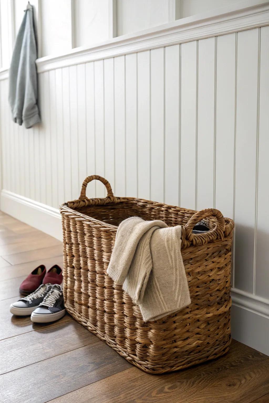 Elevate your entryway with handcrafted baskets for stylish and practical storage.