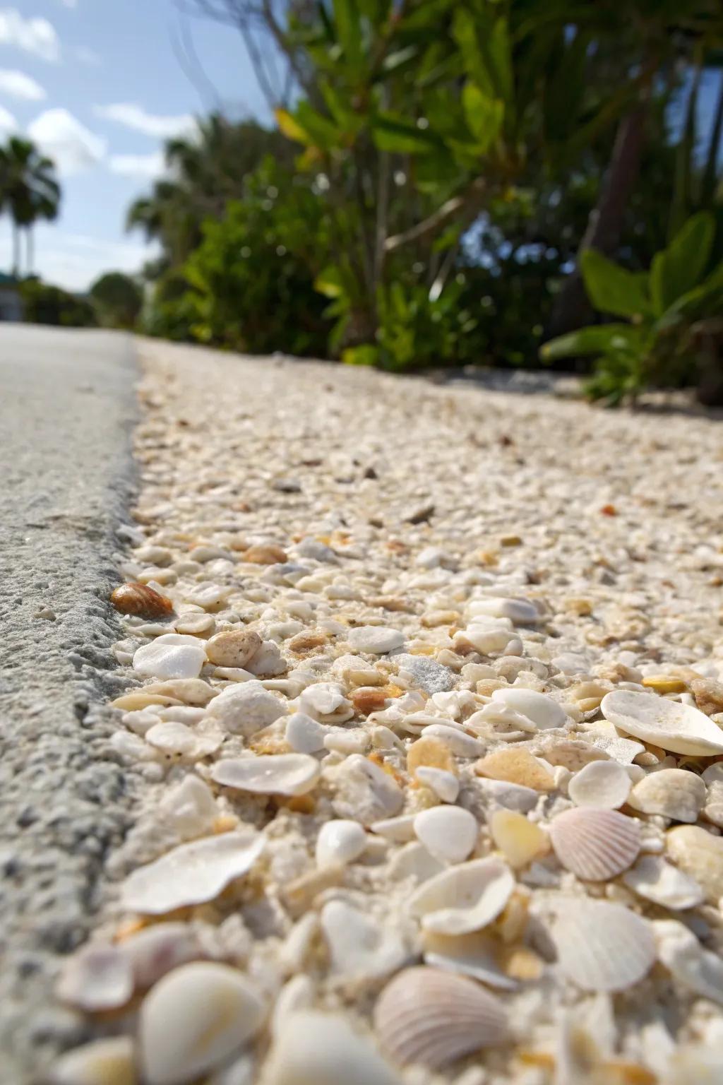 Transform your driveway with the coastal charm of a shell surface. Experience elegance and sustainability in one simple upgrade.