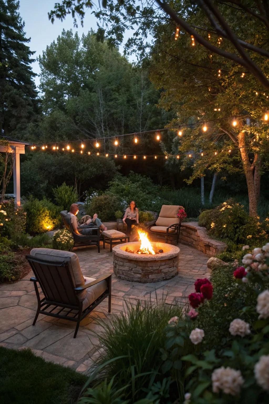 A garden fire pit perfect for warm gatherings.