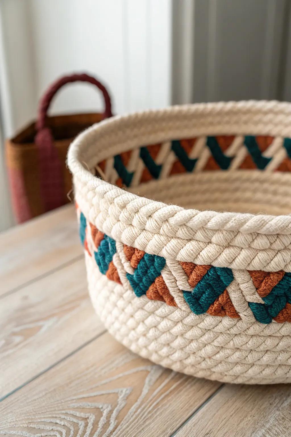 Crafted with love: elevate your space with this chic DIY textile basket!