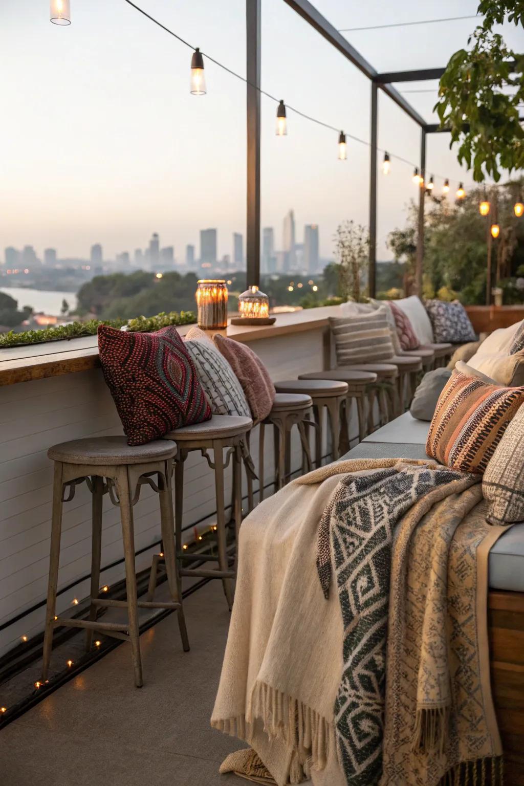 Textile layers add comfort and style to your bar.