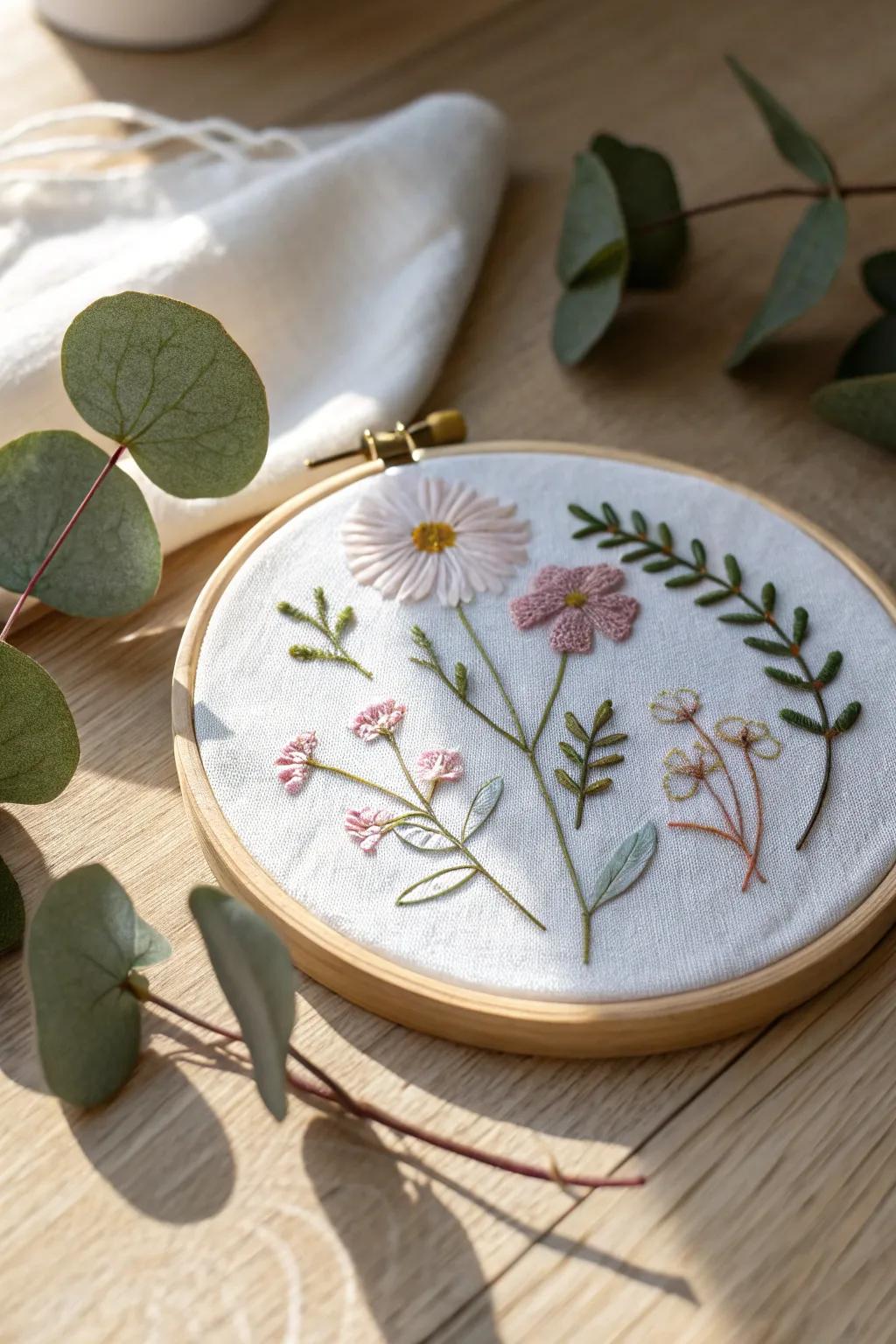 Add a personalized touch to your table with charming embroidery hoop coasters. #DIYDelight #ScandiBoho