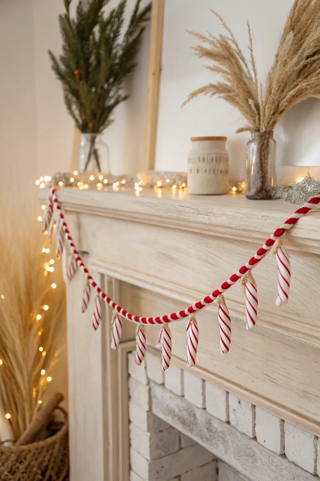 Add a touch of nostalgic charm to your holiday decor with a whimsical candy cane garland. ðâ¨
