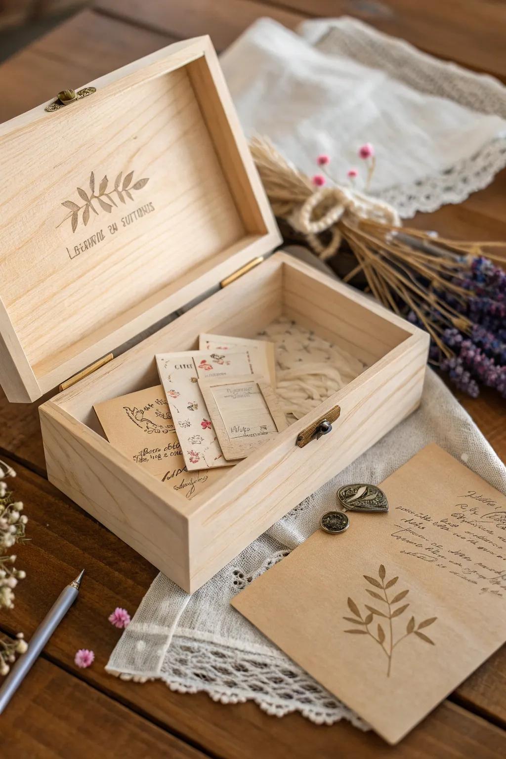 Capture the essence of your love story with a handmade memory box that beautifully holds your cherished moments. #RomanticGestures #HandcraftedLove