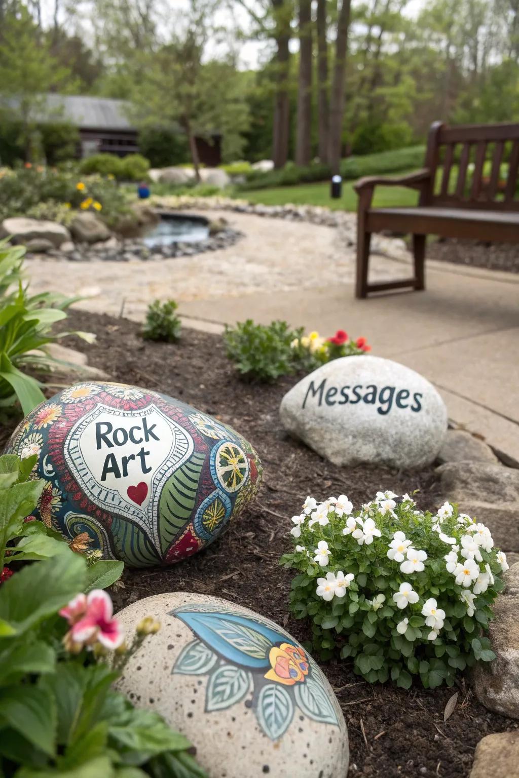 Nature-inspired rock paintings that bring art to your garden.
