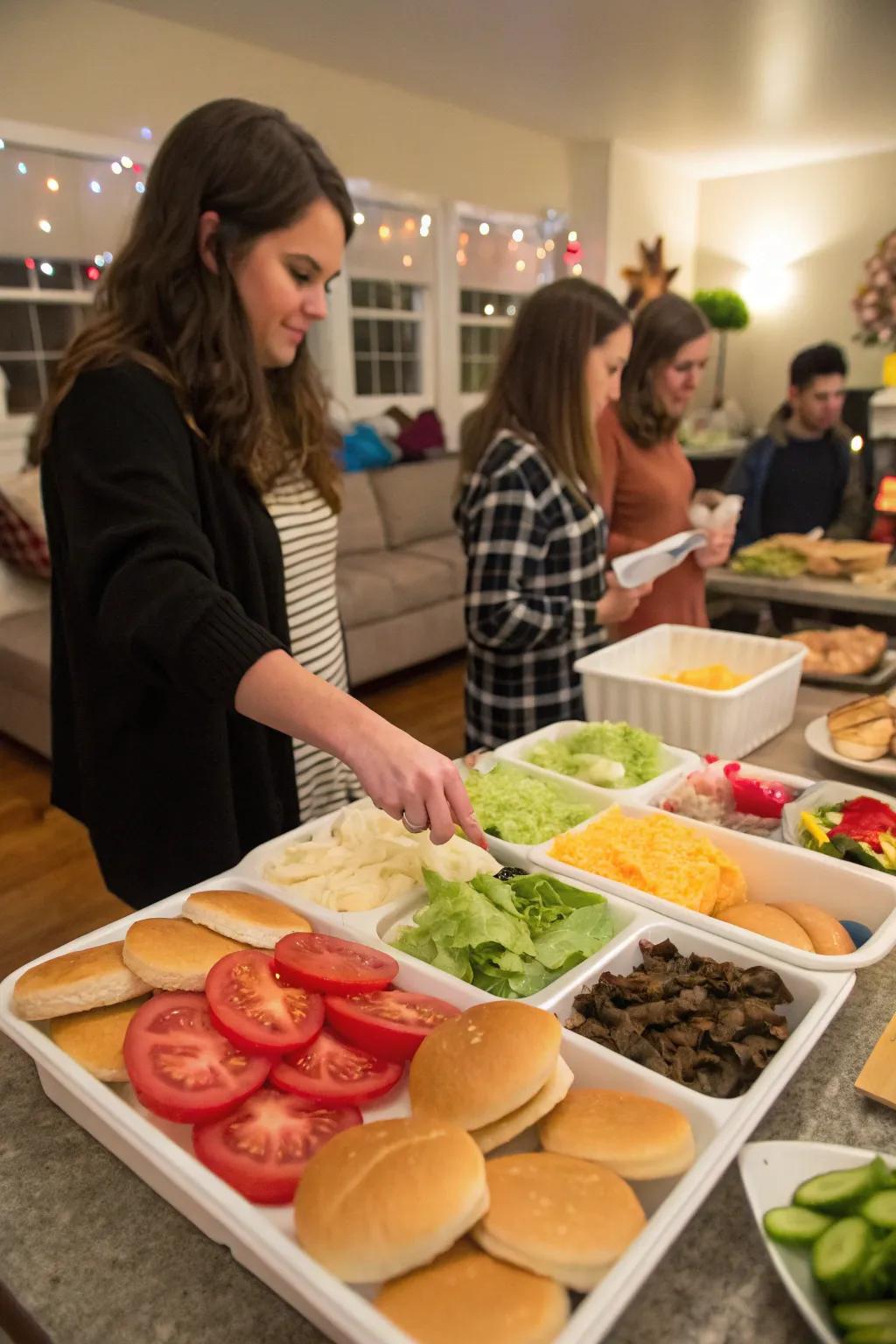 Interactive food station with build-your-own sliders