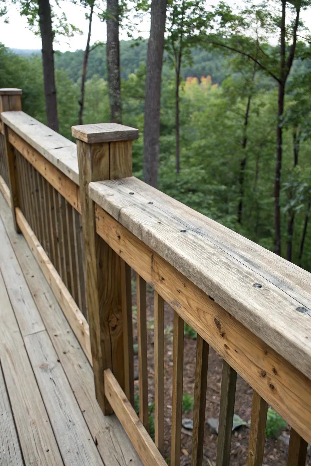 Give your deck a history with reclaimed wood railings.