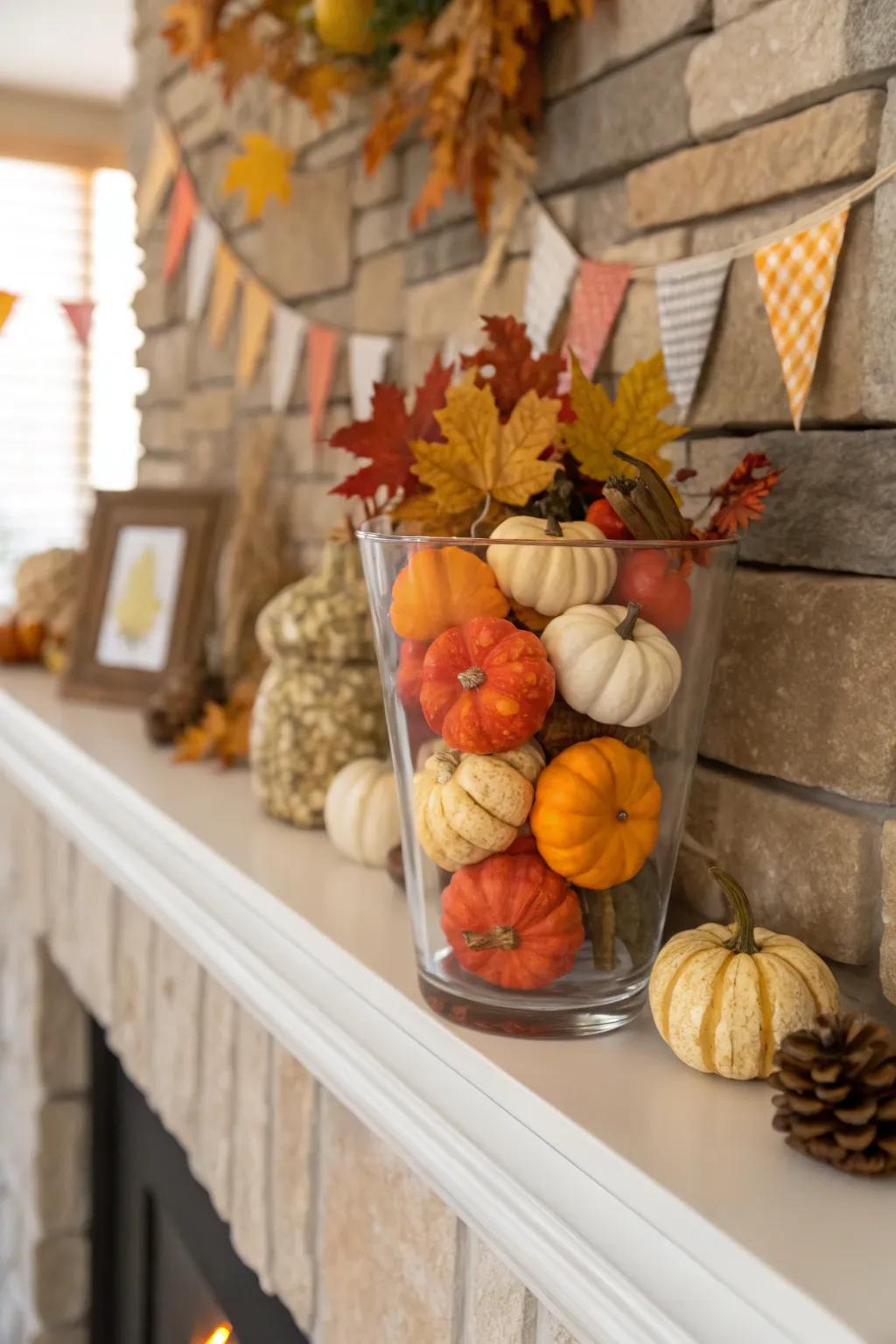 Vibrant mini pumpkins make a festive statement.
