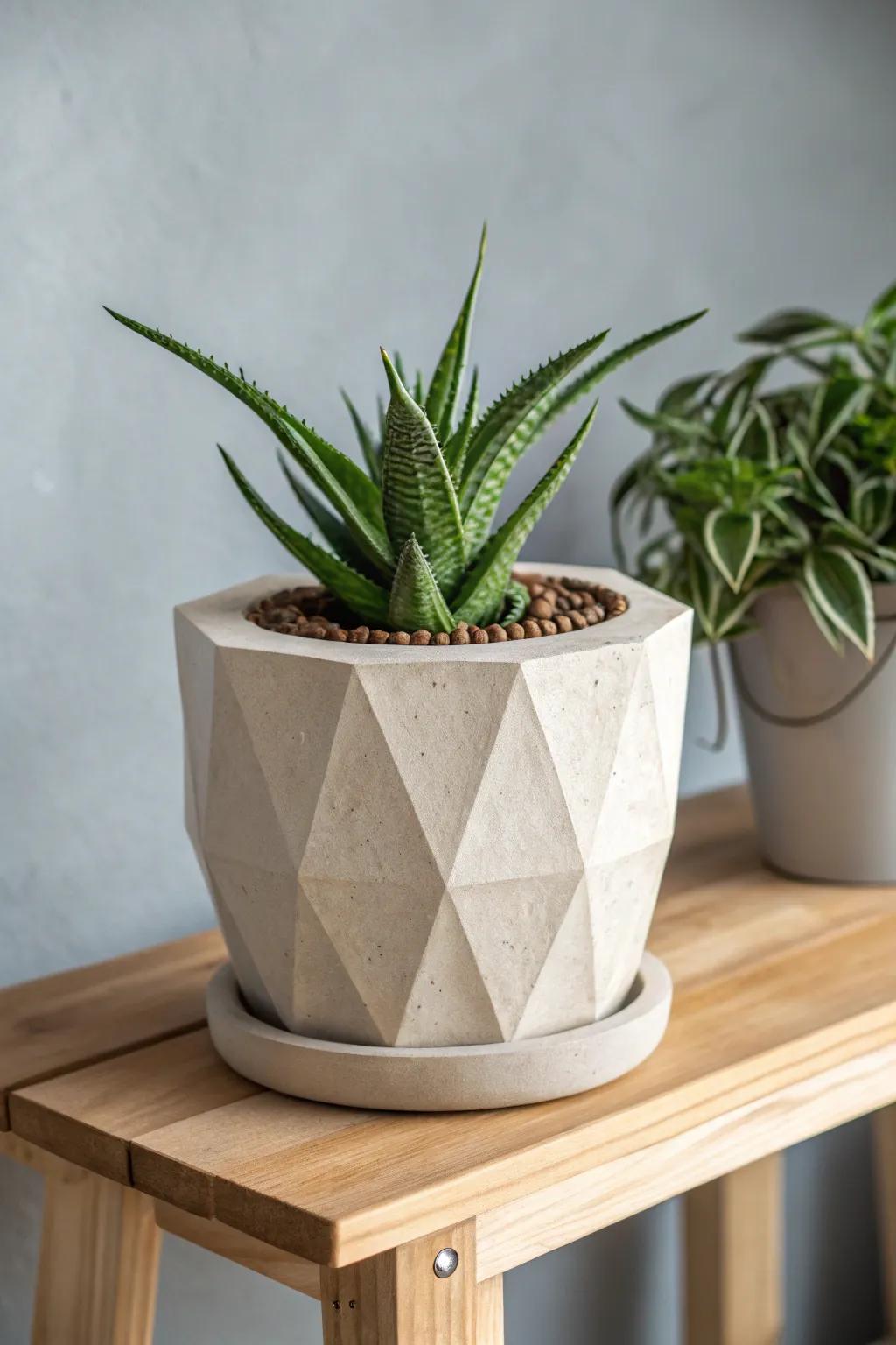 Transform your space with geometric clay wonders â a modern art piece for your shelf!