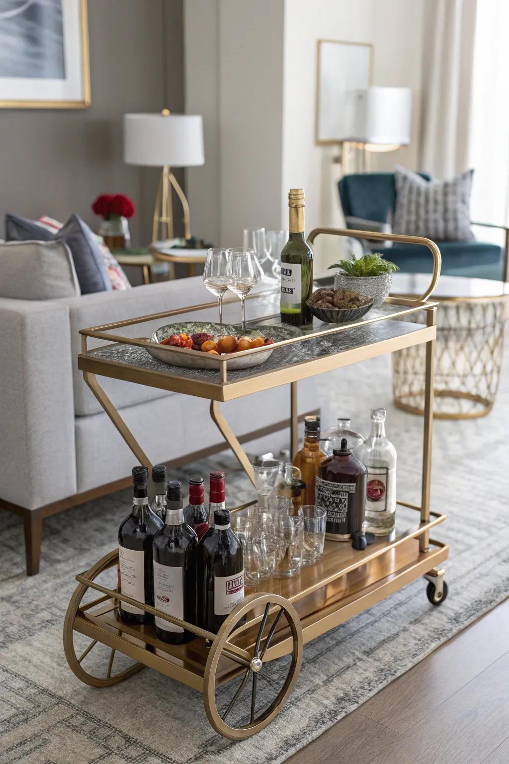 Bar carts offer mobility and style for your drink storage needs.