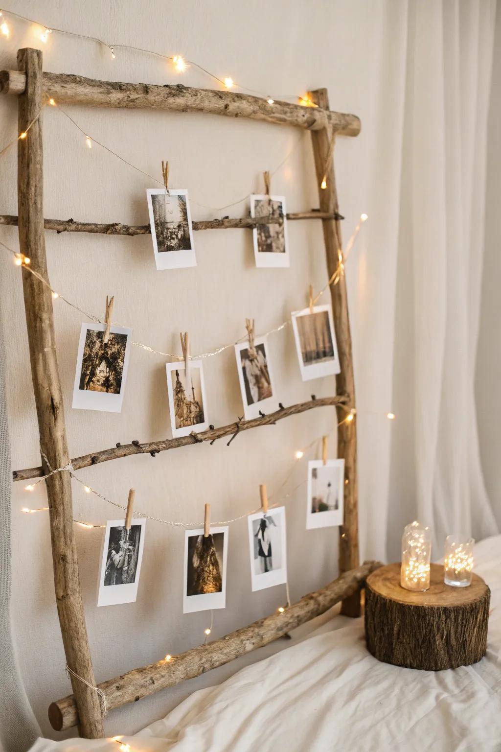 Capture cherished moments with a stunning DIY photo display, blending rustic charm with minimalist elegance.
