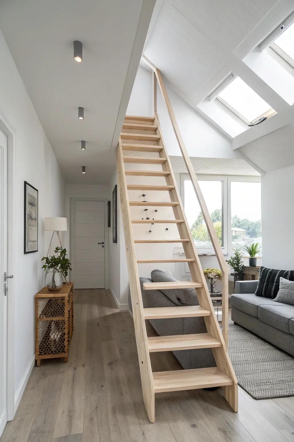 Minimalist stairs create a cohesive and uncluttered look.
