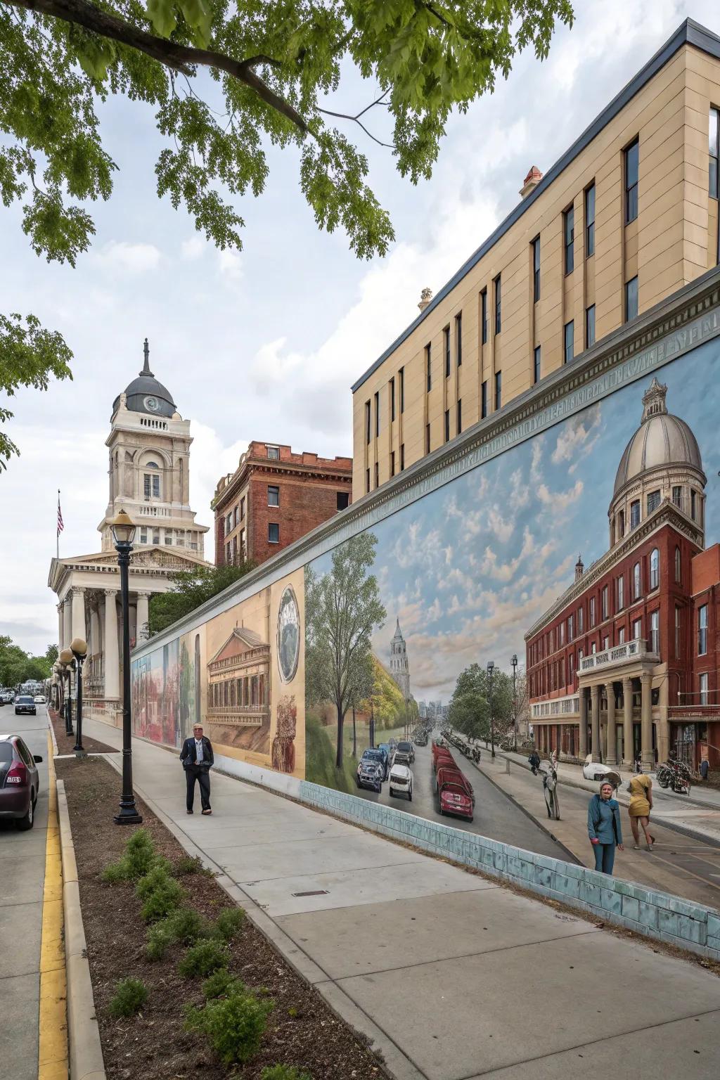 Historical murals bring stories to life.