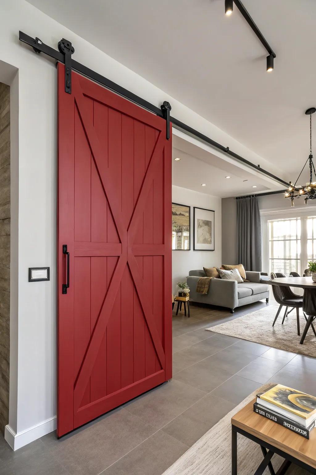 Make a statement with a bold red barn door.