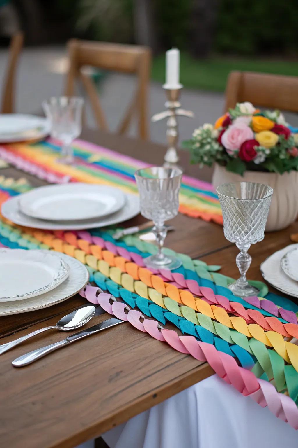 Streamers as the star of your table setting.