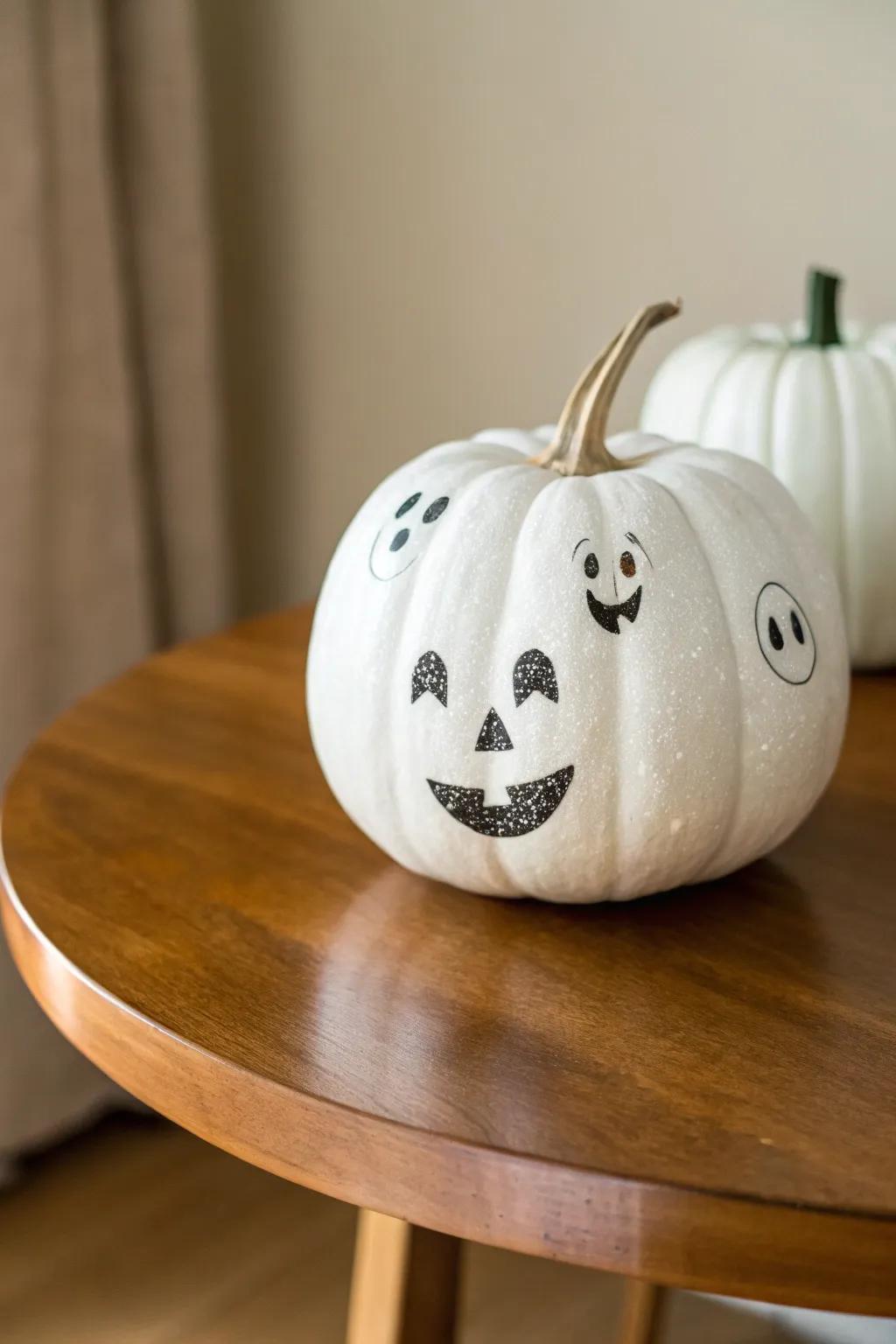 Add a touch of sparkle to your Halloween with these charming glittery ghost pumpkins!