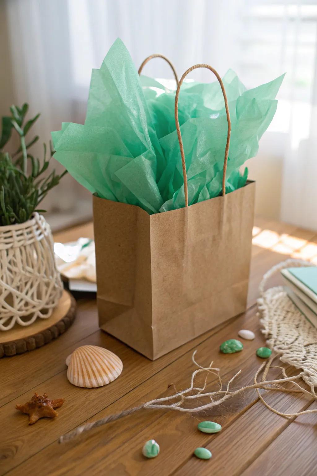 Dive into elegance with these seaweed-inspired gift bags, perfect for any ocean lover!