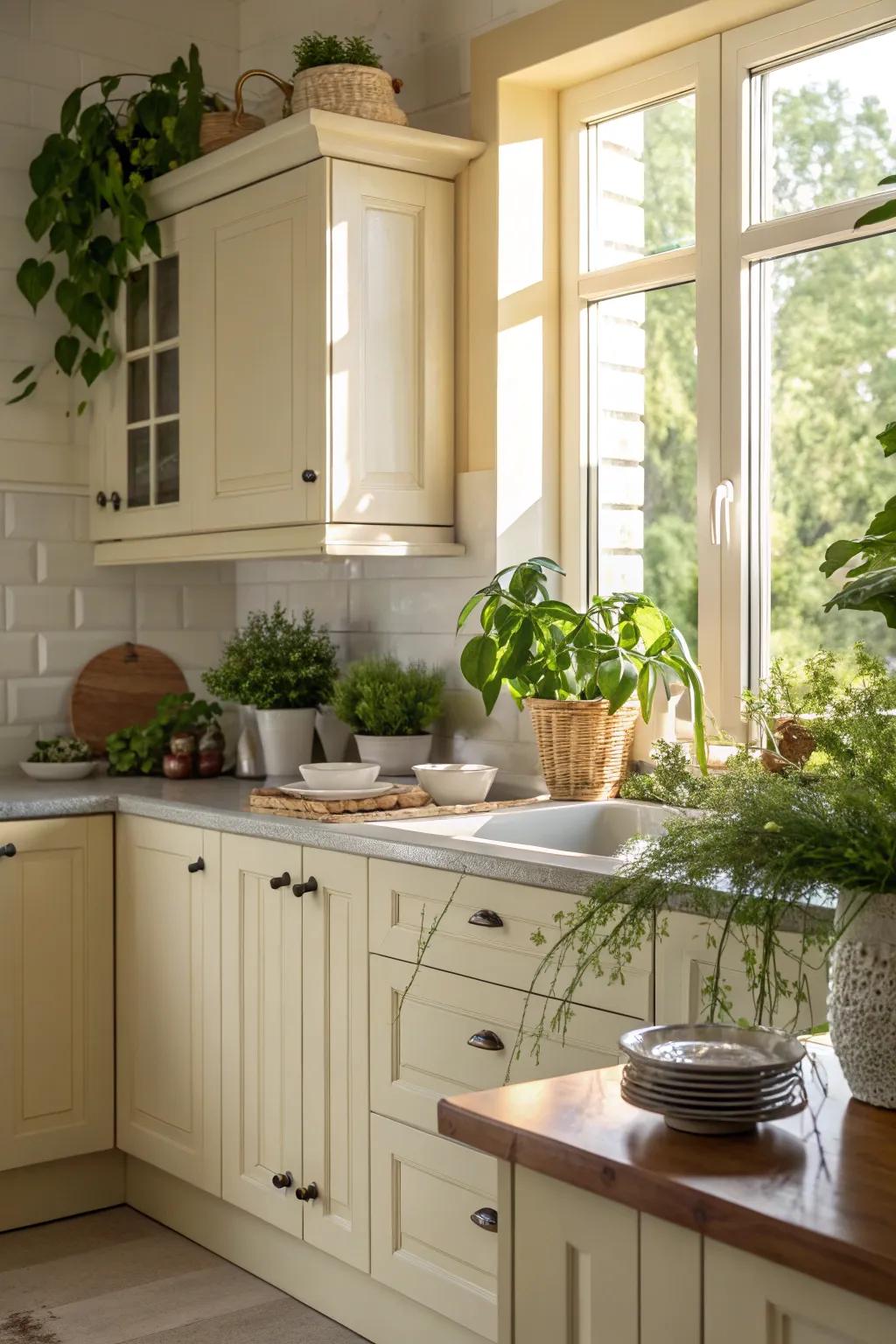 Greenery adds a refreshing natural touch.