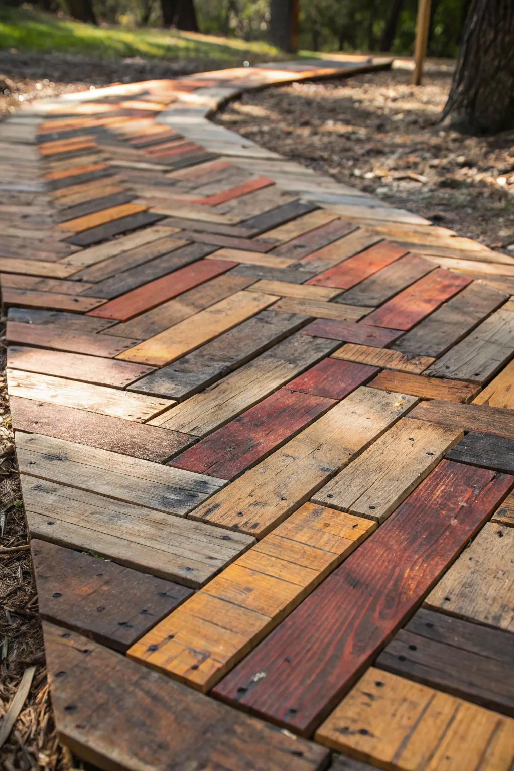 Transform your path with a stylish eco-friendly pallet walkway â where craftsmanship meets sustainability.