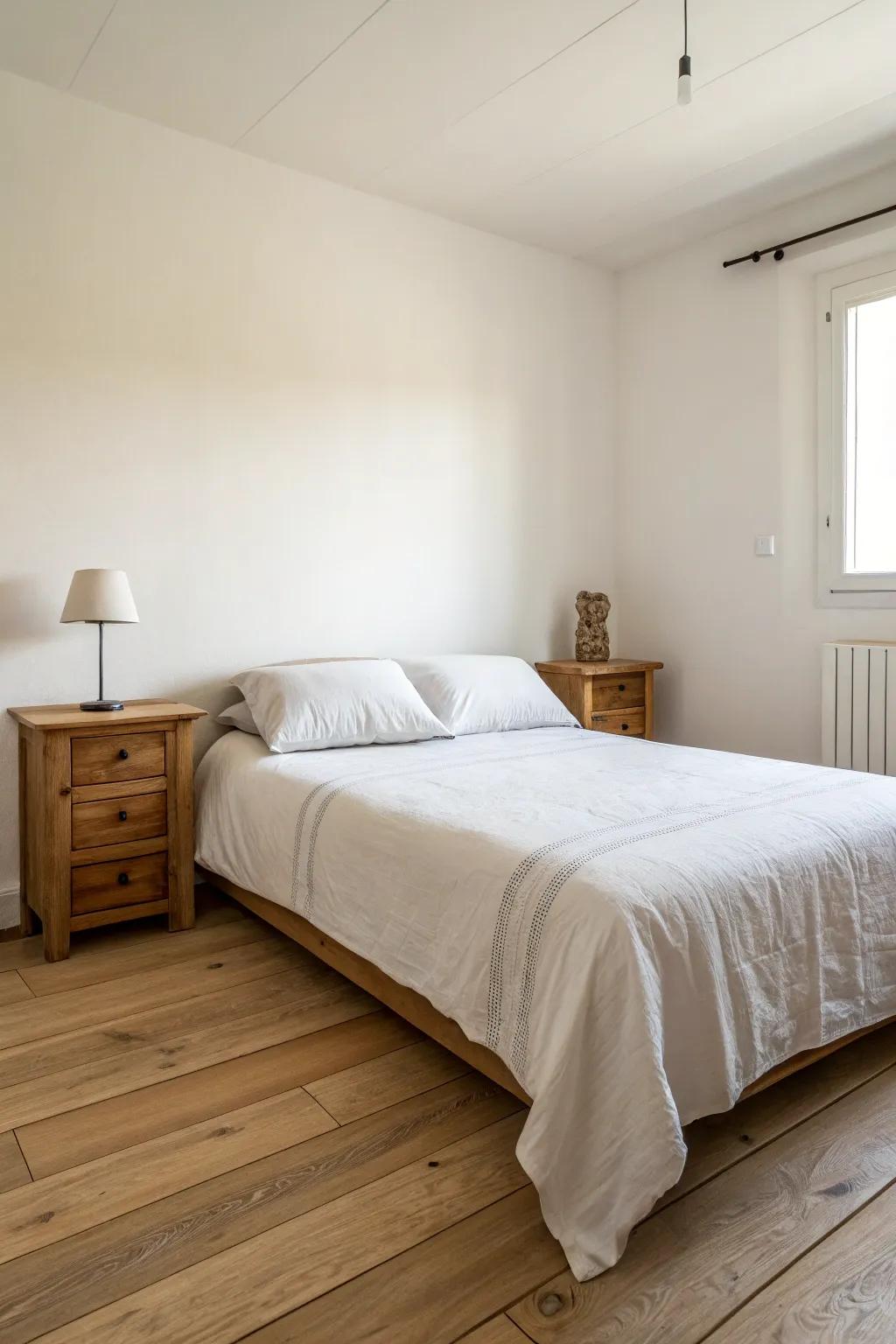 Minimalist design brings peace and focus to your romantic bedroom.